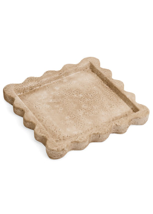 Travertine-Look Cement Tray, Square