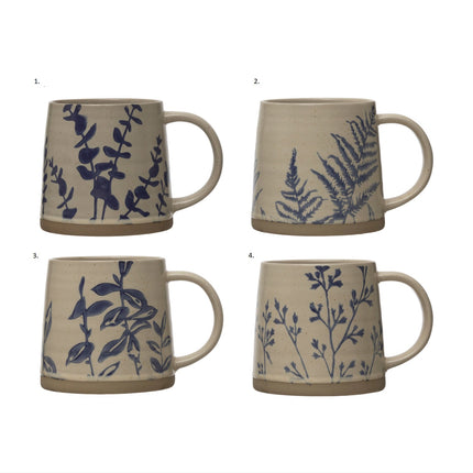 Hand-Stamped Stoneware Mugs