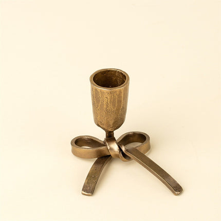 Gold Bow Candle Holder