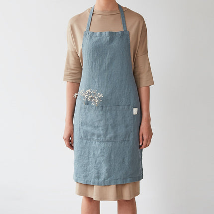 Linen Daily Apron, Blue Fog