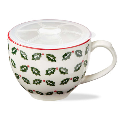 Holly Soup Mug with Cover