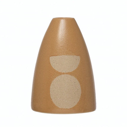 Stoneware Taper Holder with Circle Design