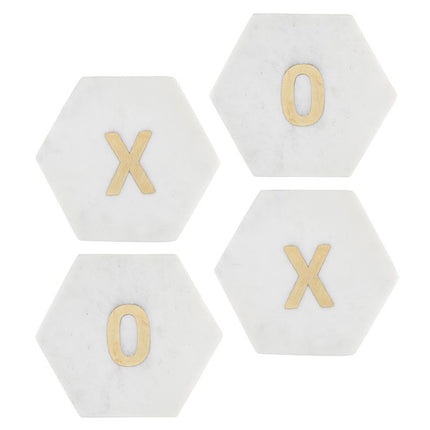 XOXO Marble Coasters with Inlay, Set of 4