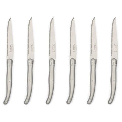 LAGUIOLE Brushed Stainless Steel Steak Knives, Set of 6