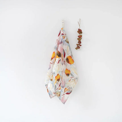 100% Linen Tea Towel, Orange Flow