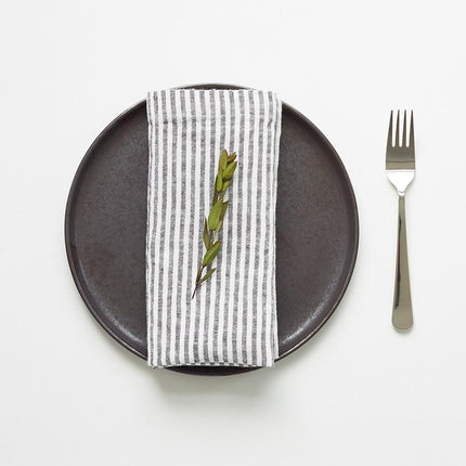 Linen Napkins, Thin Black Stripe