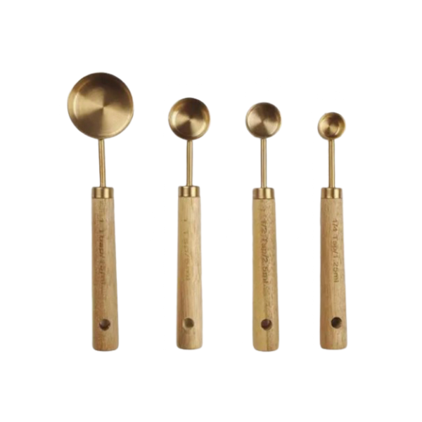 Gold Finish & Walnut Measuring Spoons