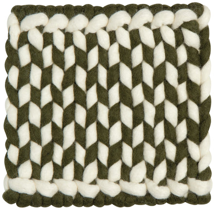 Felted Wool Braided Trivet, Olive