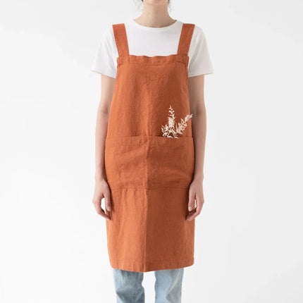 Linen Crossback Apron, Clay