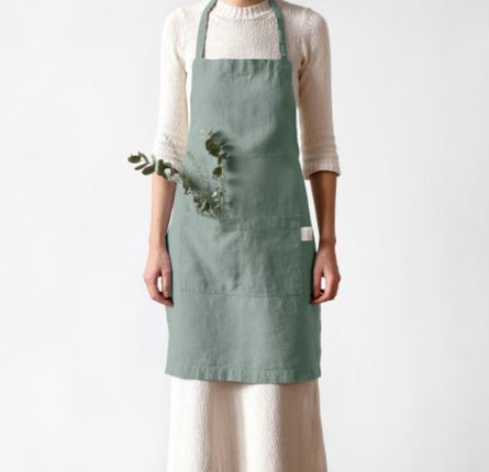 Linen Daily Apron, Green Mileau