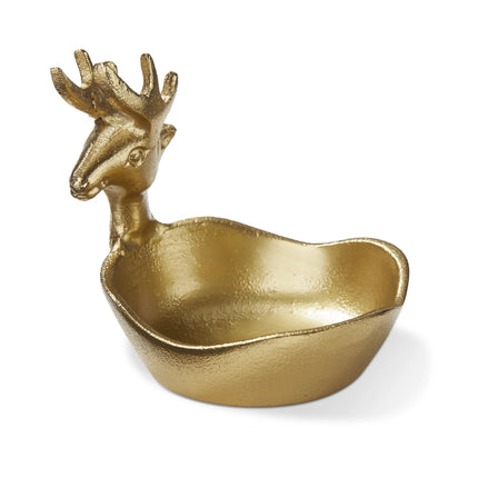 Gold Metal Reindeer Bowl
