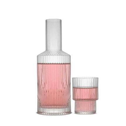 Fluted Glass Carafe and Glass
