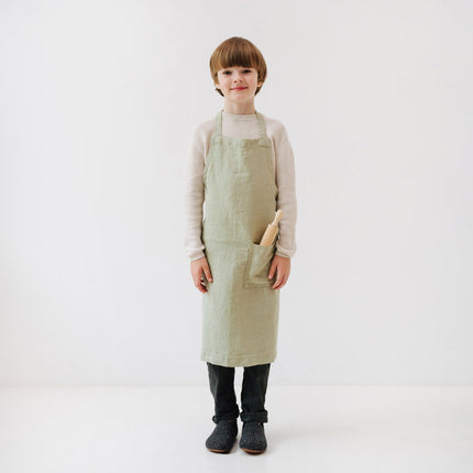 Kids' Linen Daily Apron, Sage