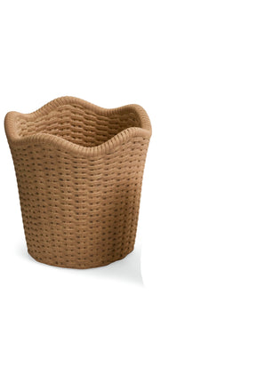 Rattan-Look Cement Planter