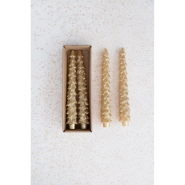 Gold Tree Candles, Set of 2