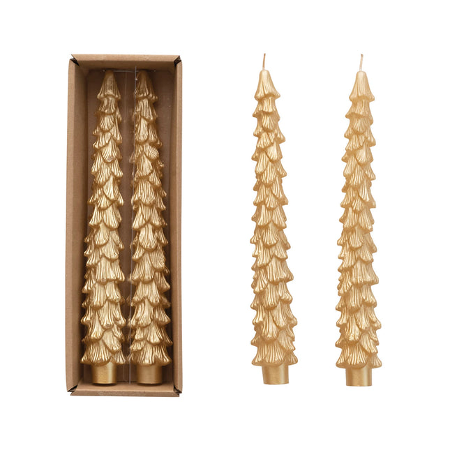 Gold Tree Candles, Set of 2