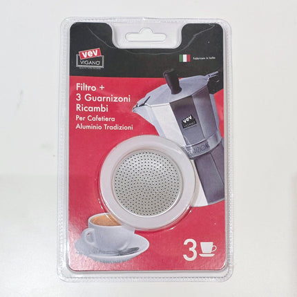 VEV VIGANO Bialetti Filter Plate and 3 Rubber Rings