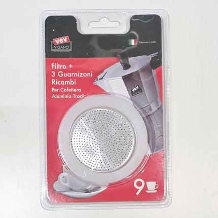 VEV VIGANO Bialetti Filter Plate and 3 Rubber Rings