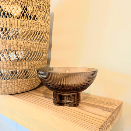Ribbed Glass Pedestal Bowl