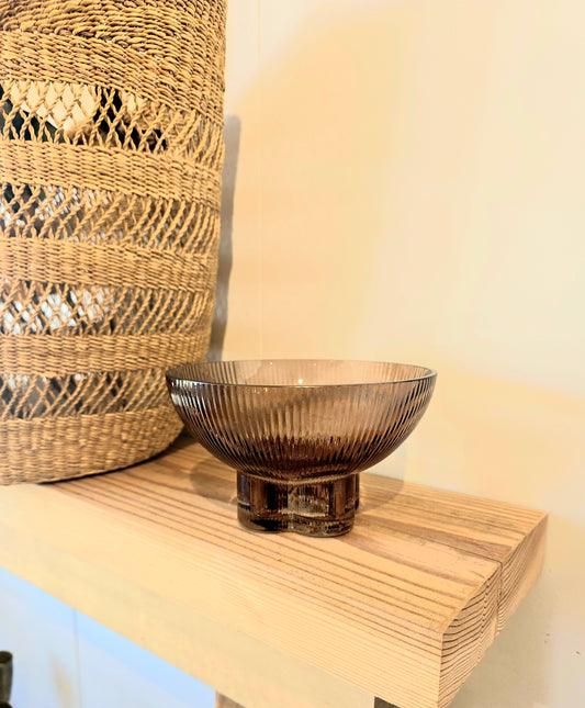 Ribbed Glass Pedestal Bowl