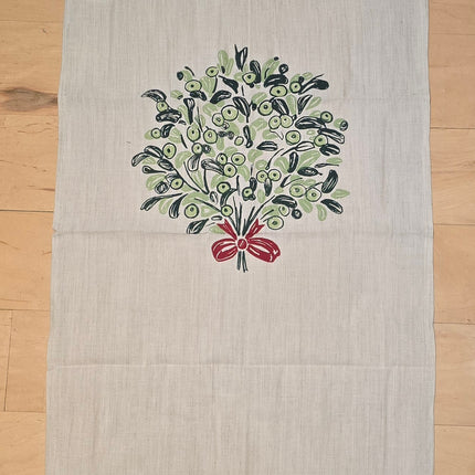 Linen/Cotton Blend Mistletoe Tea Towel