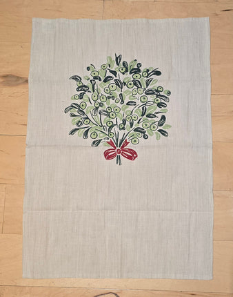 Linen/Cotton Blend Mistletoe Tea Towel