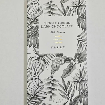 KARAT CHOCOLATE 80% Ghana Dark Chocolate, 80g