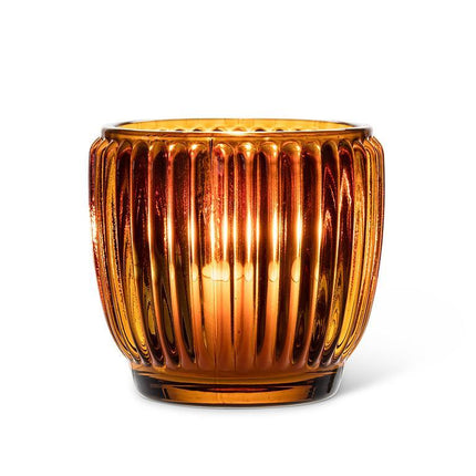 Amber Glass Ribbed Votive