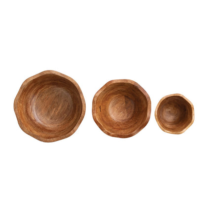Scalloped Mango Wood Bowls