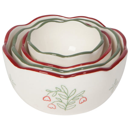 Camellia Stoneware Nesting Bowls, Set of 4