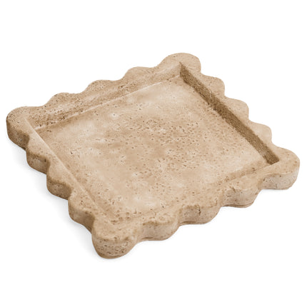 Travertine-Look Cement Tray, Square