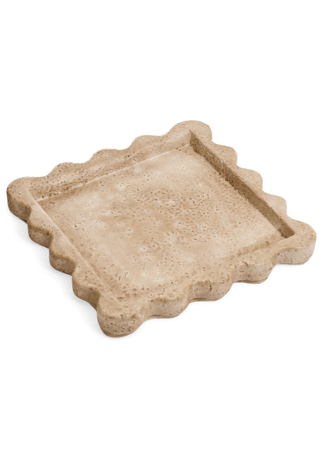 Travertine-Look Cement Tray, Square