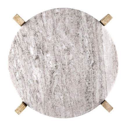 Beige Marble Board on Wooden Stand
