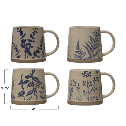 Hand-Stamped Stoneware Mugs