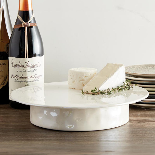 Luster Cream Pedestal Cake Stand