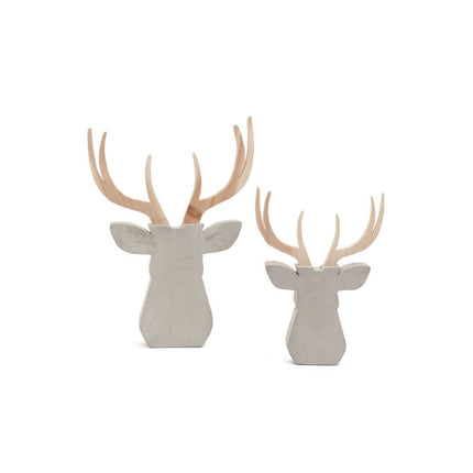 Cement and Wood Deer Head