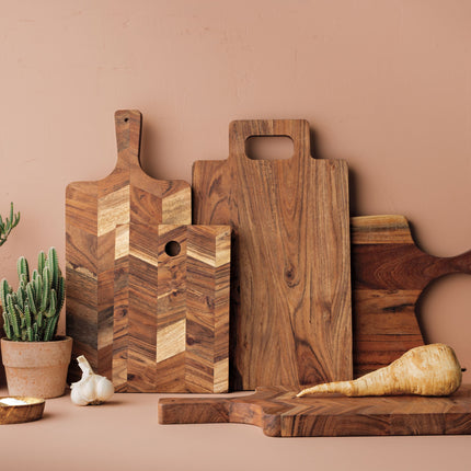 Acacia Chevron Serving Board, 15.5"