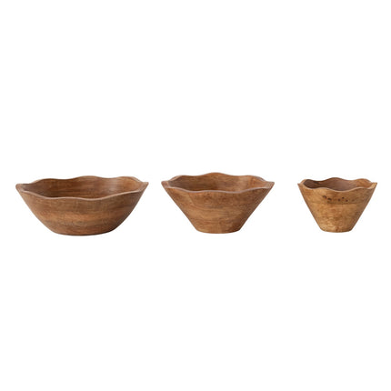 Scalloped Mango Wood Bowls
