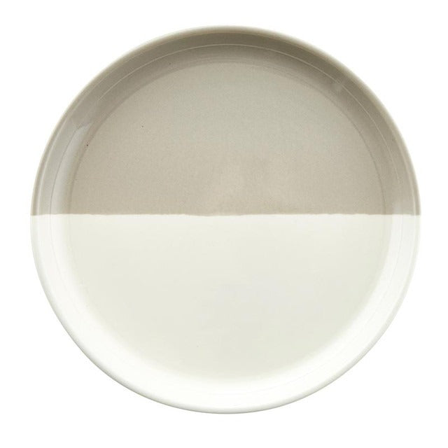 Grey-Dipped Ceramic Plate, 6"