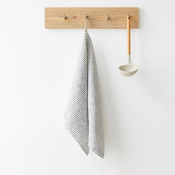 100% Linen Tea Towel, Thin Black Stripes