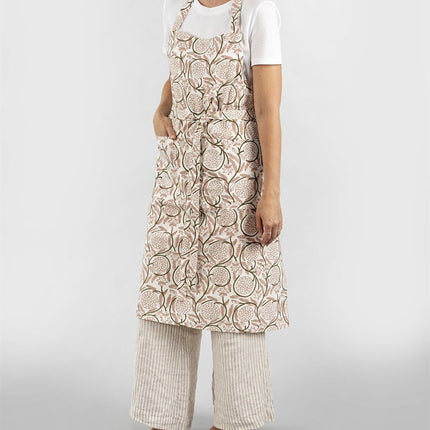 Jasmine Block Print Cotton Apron