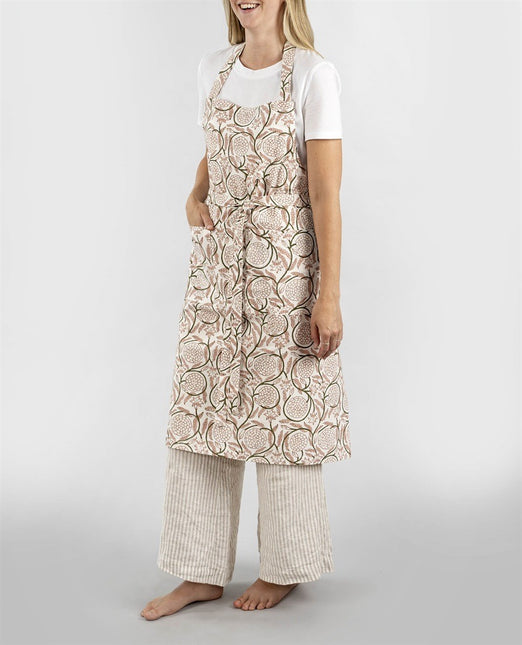 Jasmine Block Print Cotton Apron