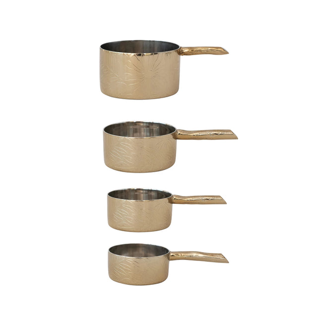 Stainless Steel w/Brass Finish Measuring Cups