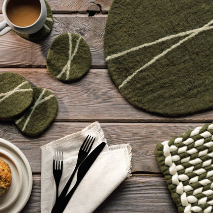 Striato Felt Wool Coasters, Set of 4