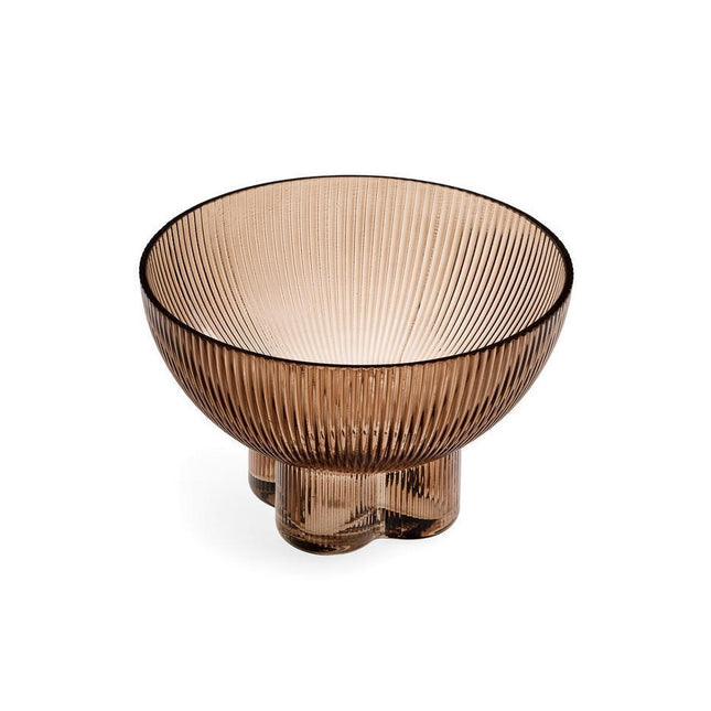 Ribbed Glass Pedestal Bowl