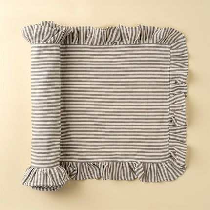 Ruffled Linen Cotton Table Runner, 18" x 112"