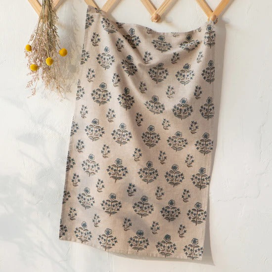 Salvia Block Print Cotton Tea Towel