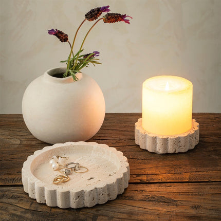 Hand-Carved Travertine Dish