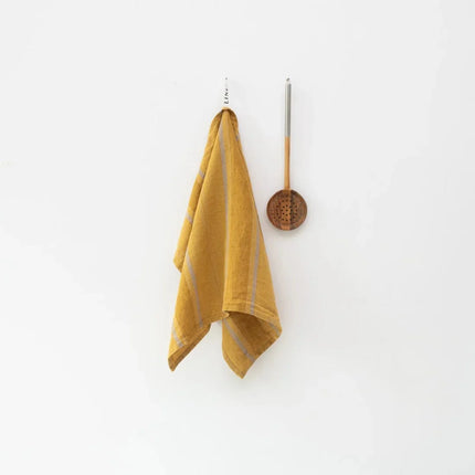 100% Linen Tea Towel, Amber Bronze Striped