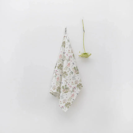 100% Linen Tea Towel, Botany on White